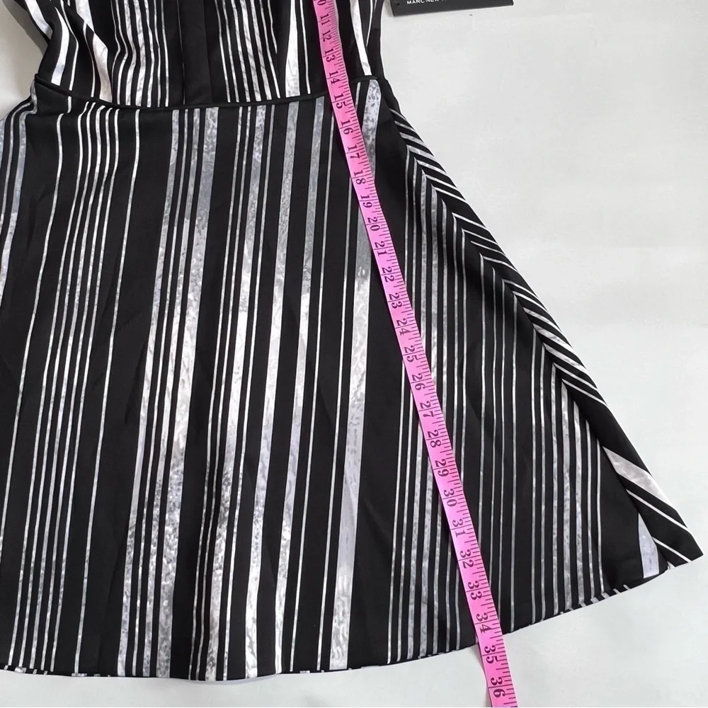 MARC New York Black Gray Vertical Stripes Sleeveless Fit and Flare Dress Size 4